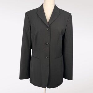 Vintage Y2K Designer Black Wool Blend Blazer Suit Jacket Size 6